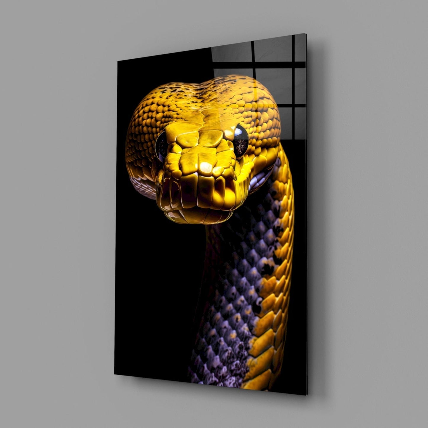 Golden Headed Snake Glass Wall Art