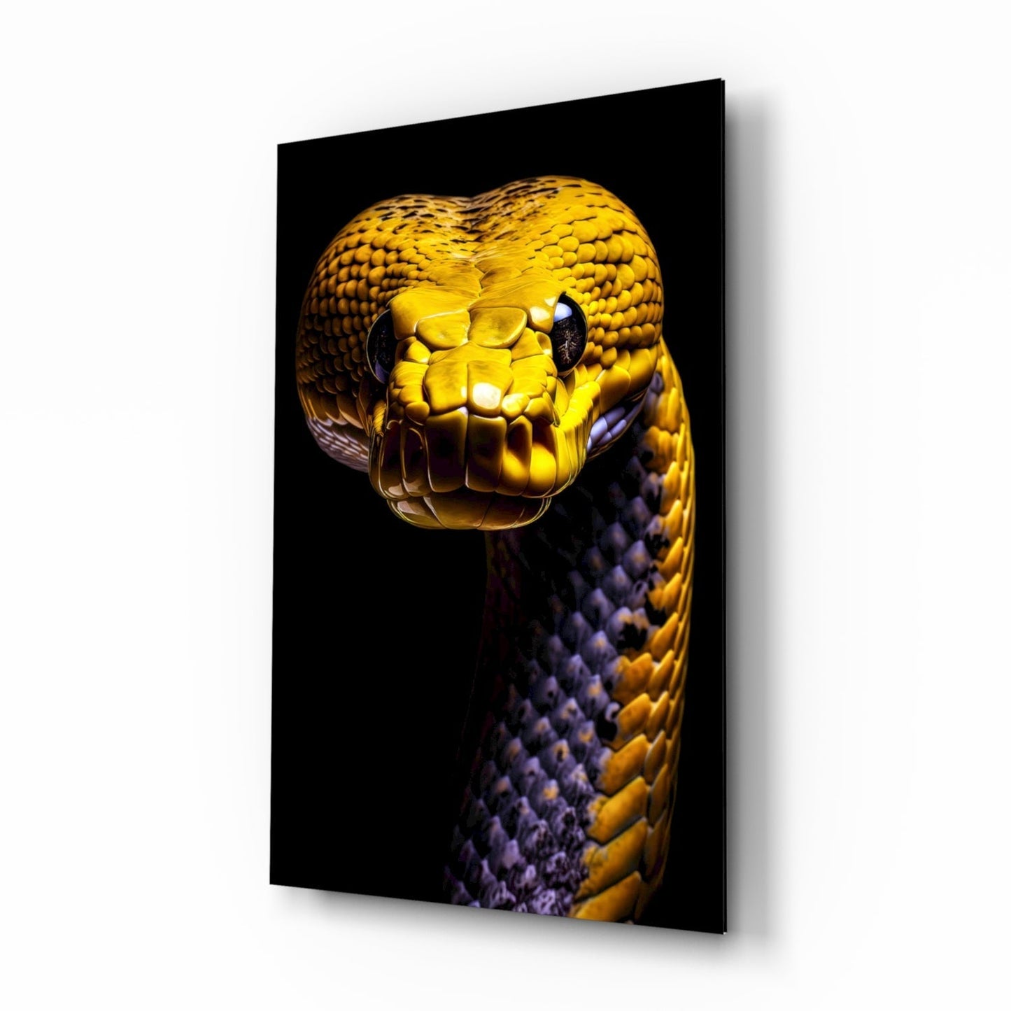 Golden Headed Snake Glass Wall Art