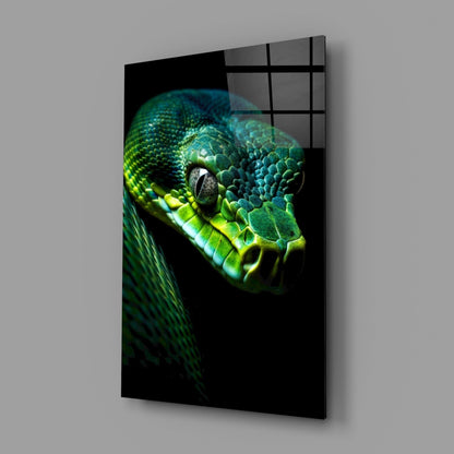Emerald Green Viper Glass Wall Art