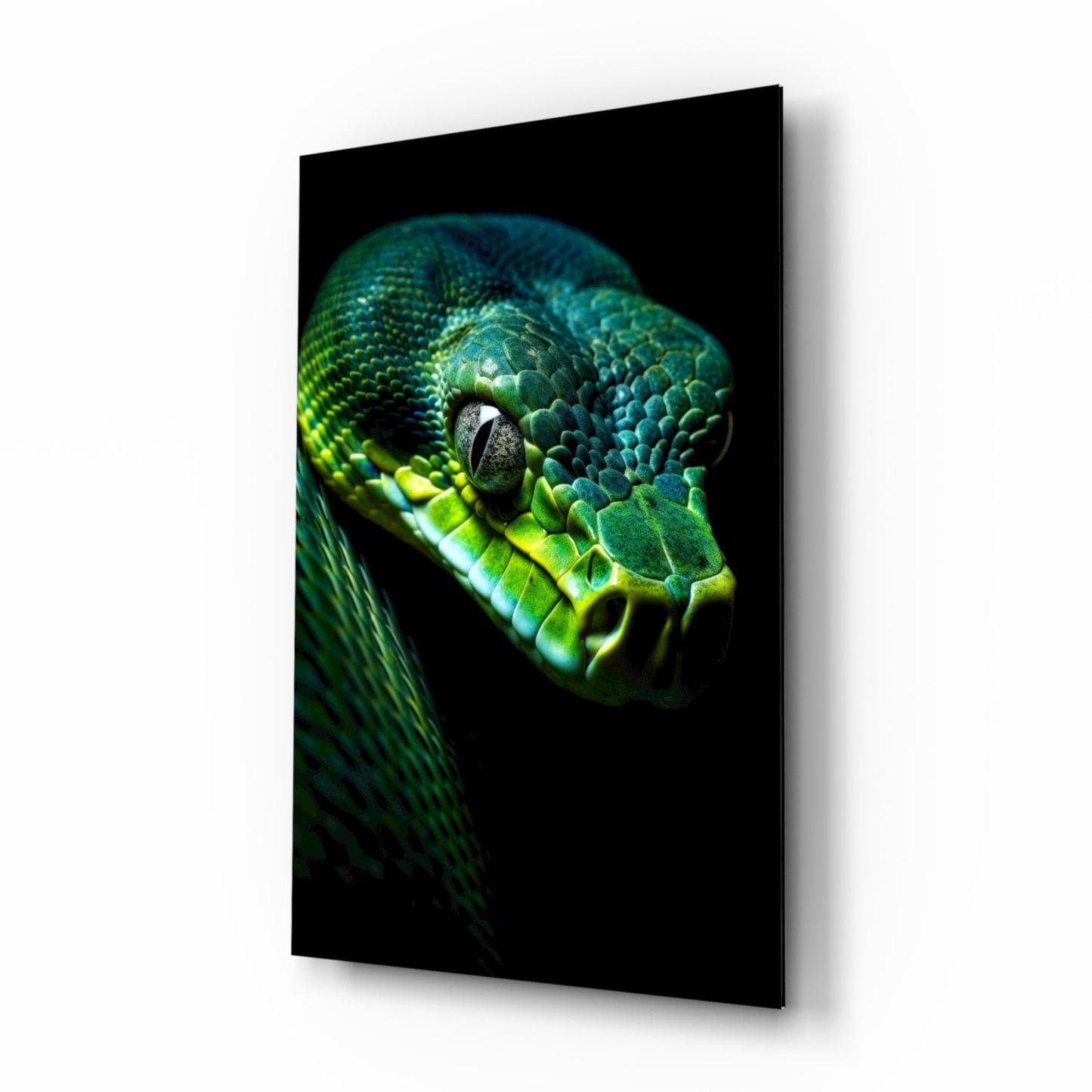 Emerald Green Viper Glass Wall Art