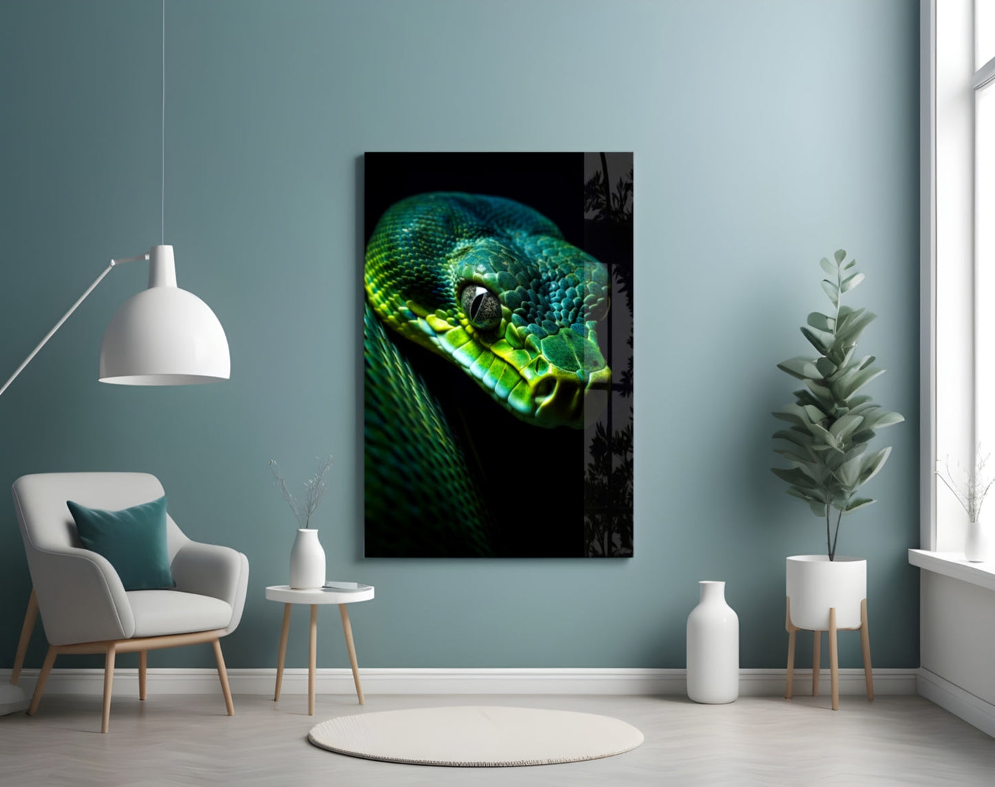 Emerald Green Viper Glass Wall Art
