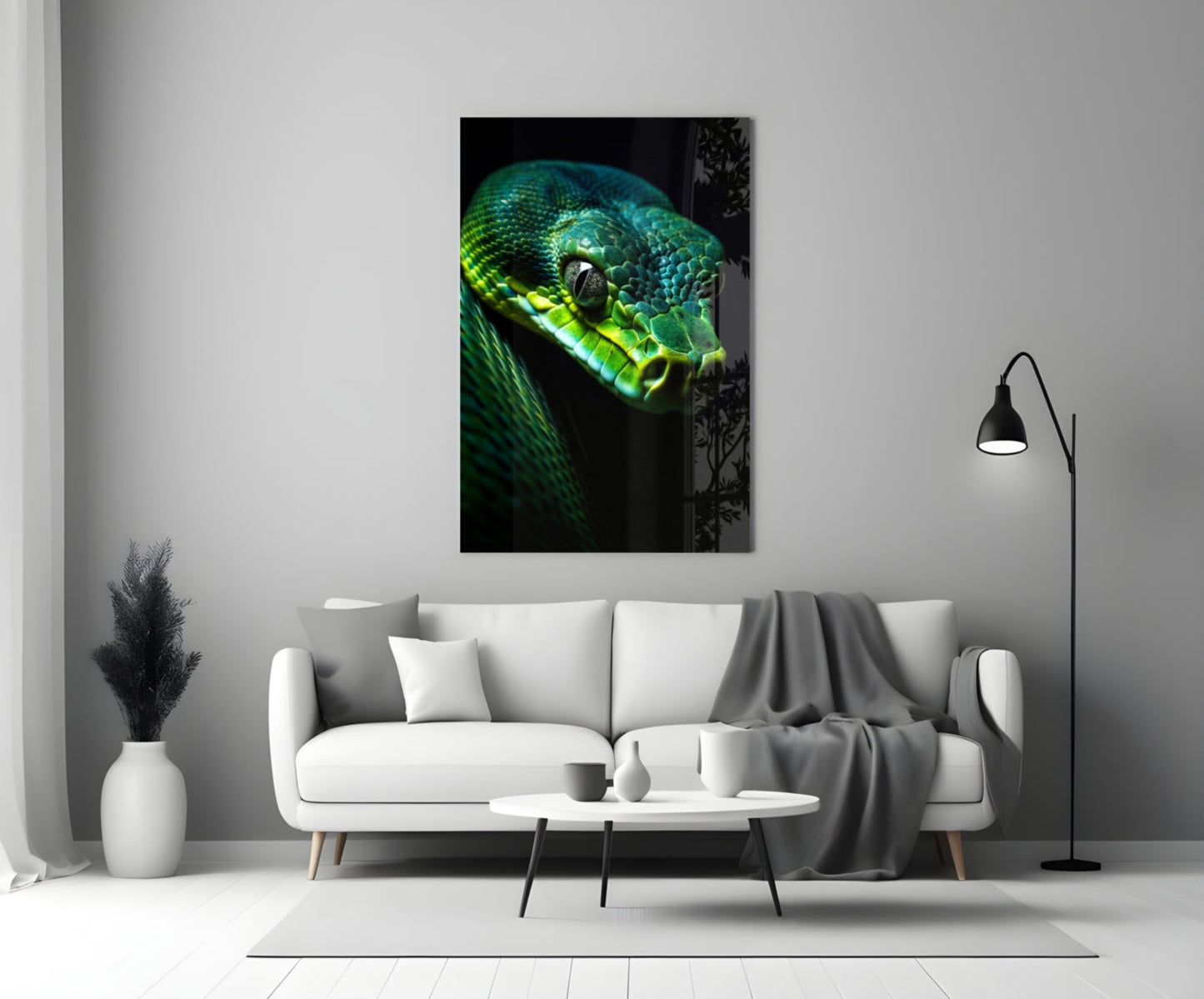 Emerald Green Viper Glass Wall Art
