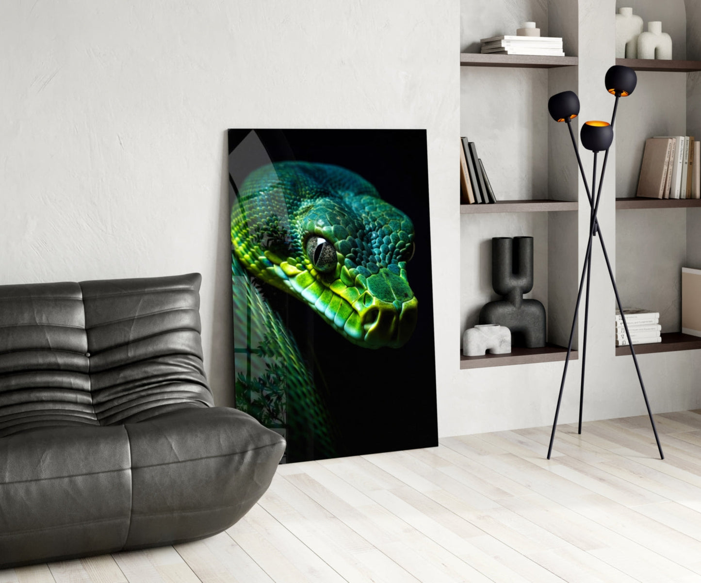 Emerald Green Viper Glass Wall Art