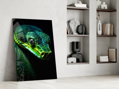 Emerald Green Viper Glass Wall Art