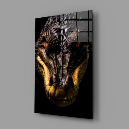Black Caiman Glass Wall Art