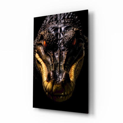 Black Caiman Glass Wall Art