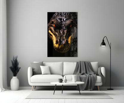 Black Caiman Glass Wall Art