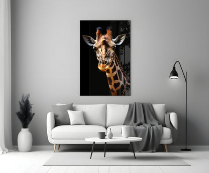 Gentle Giraffe Glass Wall Art