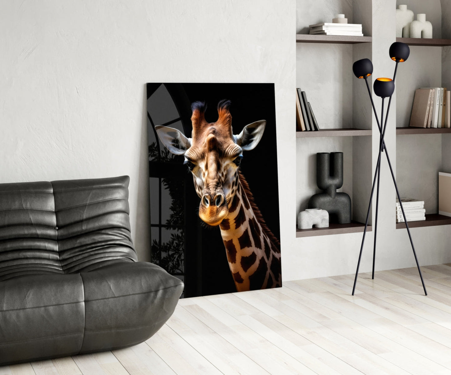Gentle Giraffe Glass Wall Art
