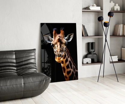 Gentle Giraffe Glass Wall Art