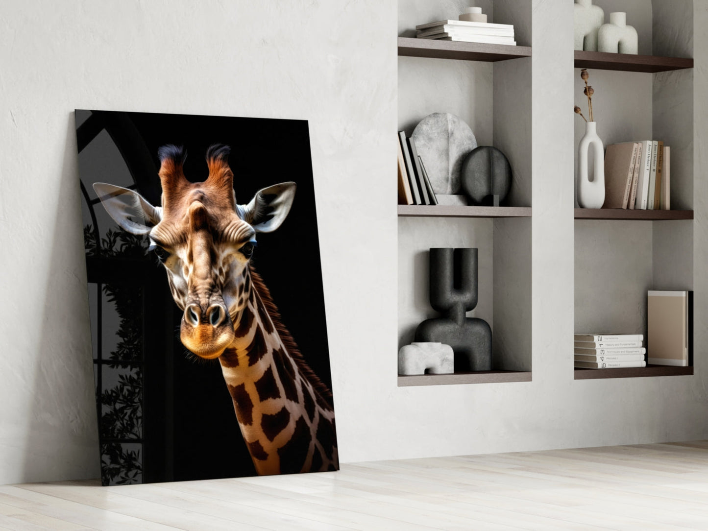 Gentle Giraffe Glass Wall Art