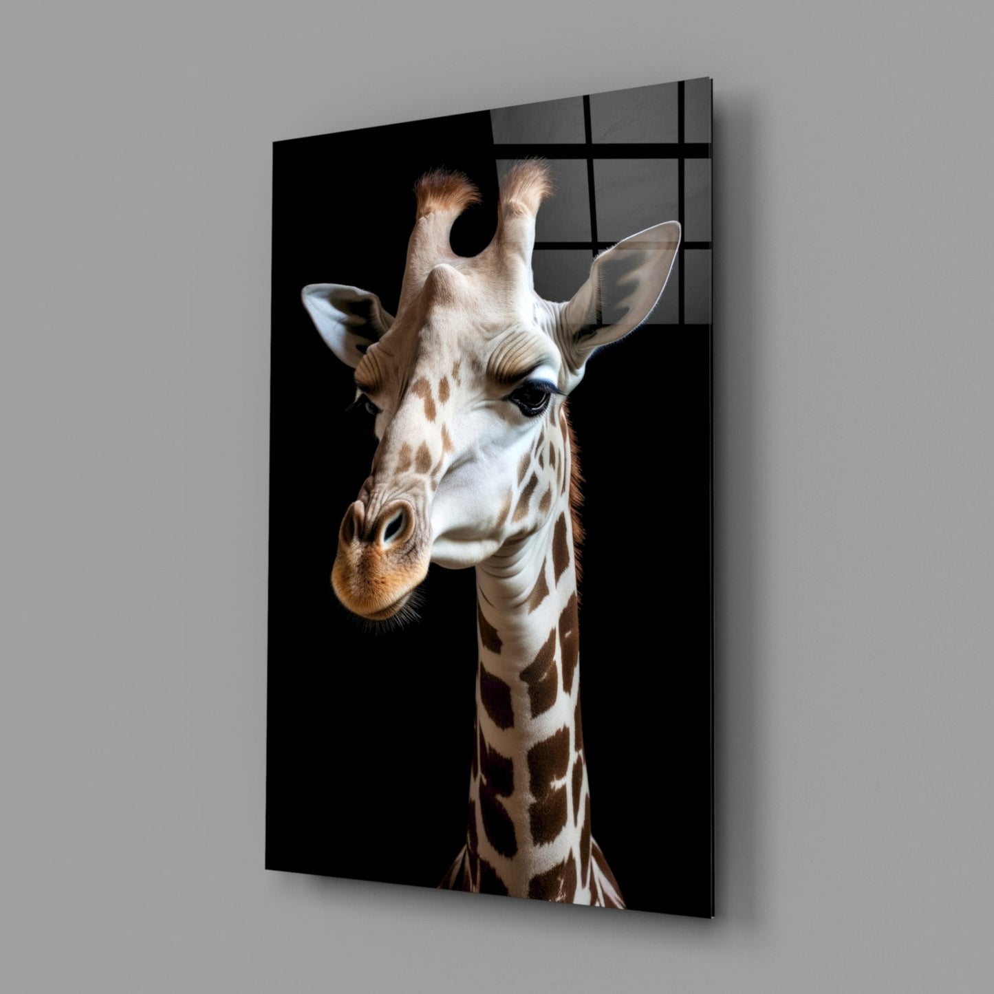 Light Colored Giraffe Portrait Glass Wall Art