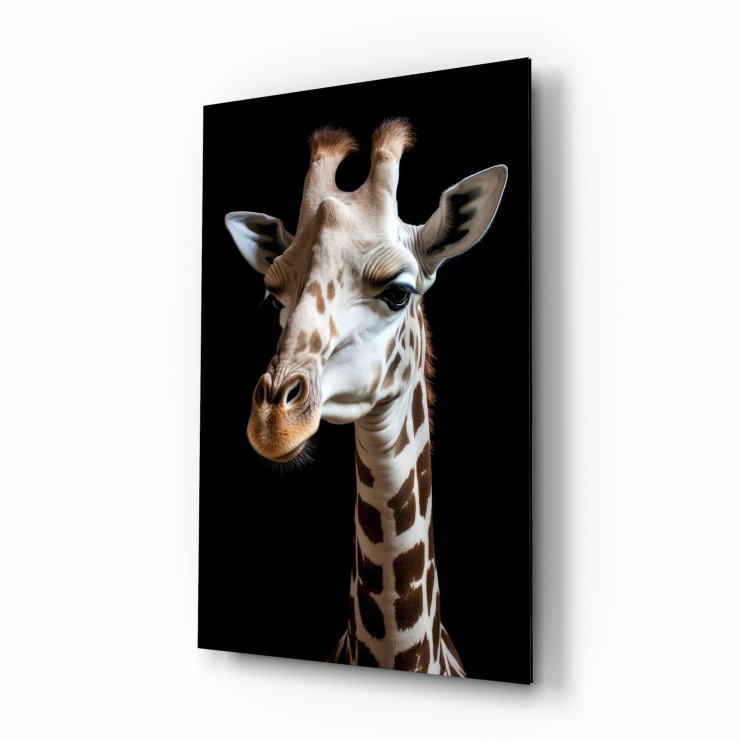 Light Colored Giraffe Portrait Glass Wall Art