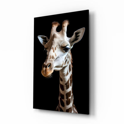 Light Colored Giraffe Portrait Glass Wall Art