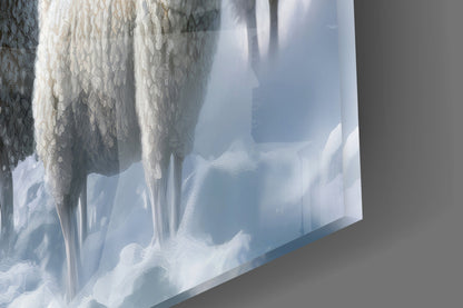 Lion and the Lambs Glass Wall Art