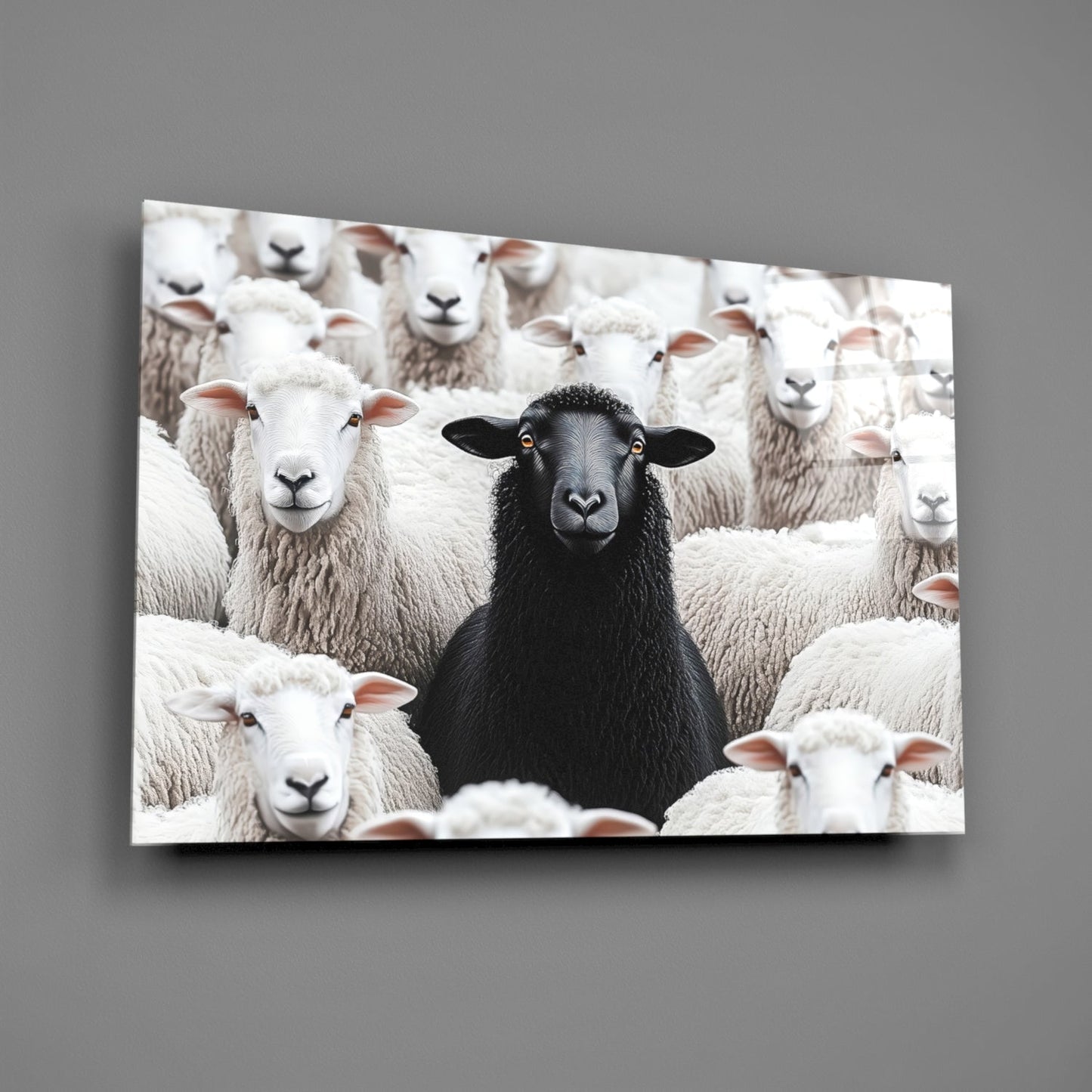Black Sheep in the Flock Glass Wall Art