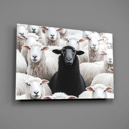 Black Sheep in the Flock Glass Wall Art
