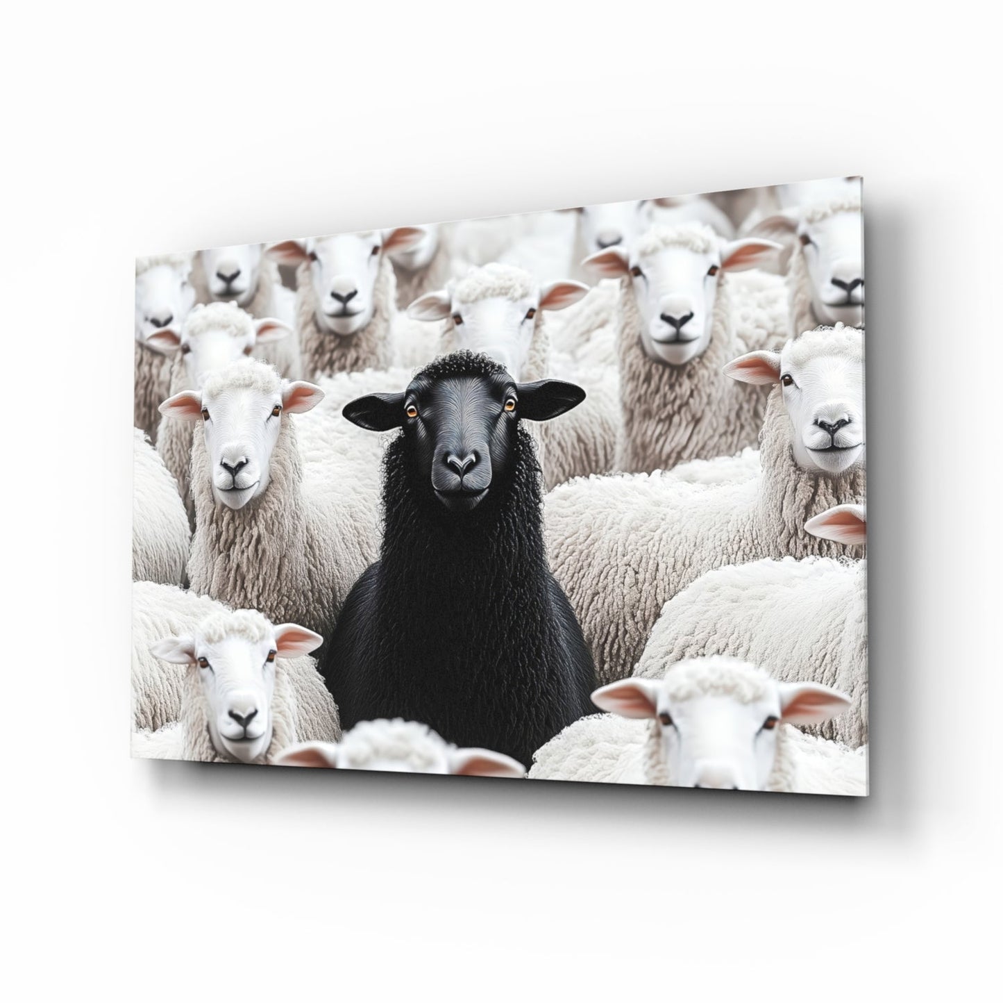 Black Sheep in the Flock Glass Wall Art