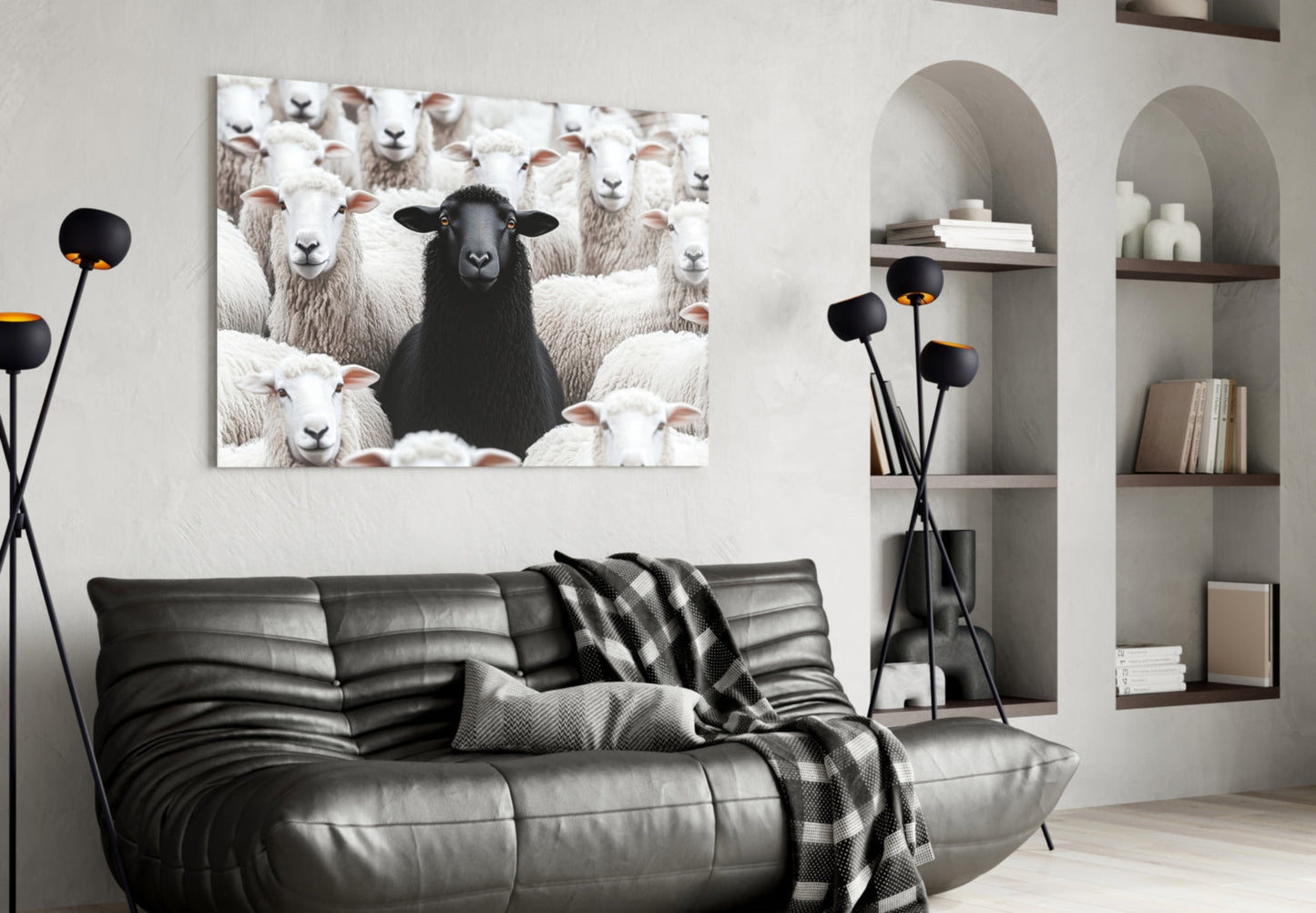 Black Sheep in the Flock Glass Wall Art