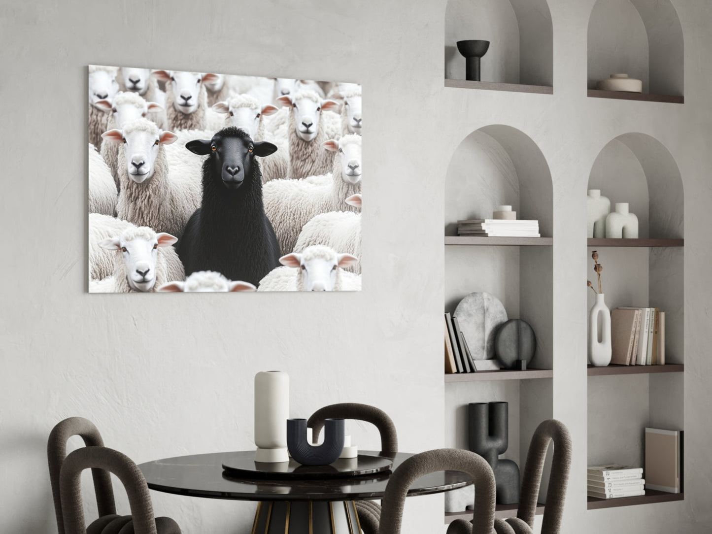 Black Sheep in the Flock Glass Wall Art