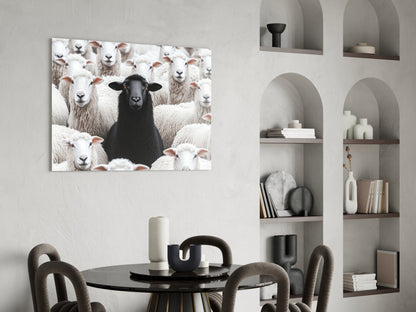Black Sheep in the Flock Glass Wall Art