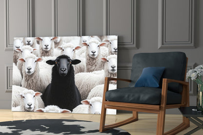 Black Sheep in the Flock Glass Wall Art