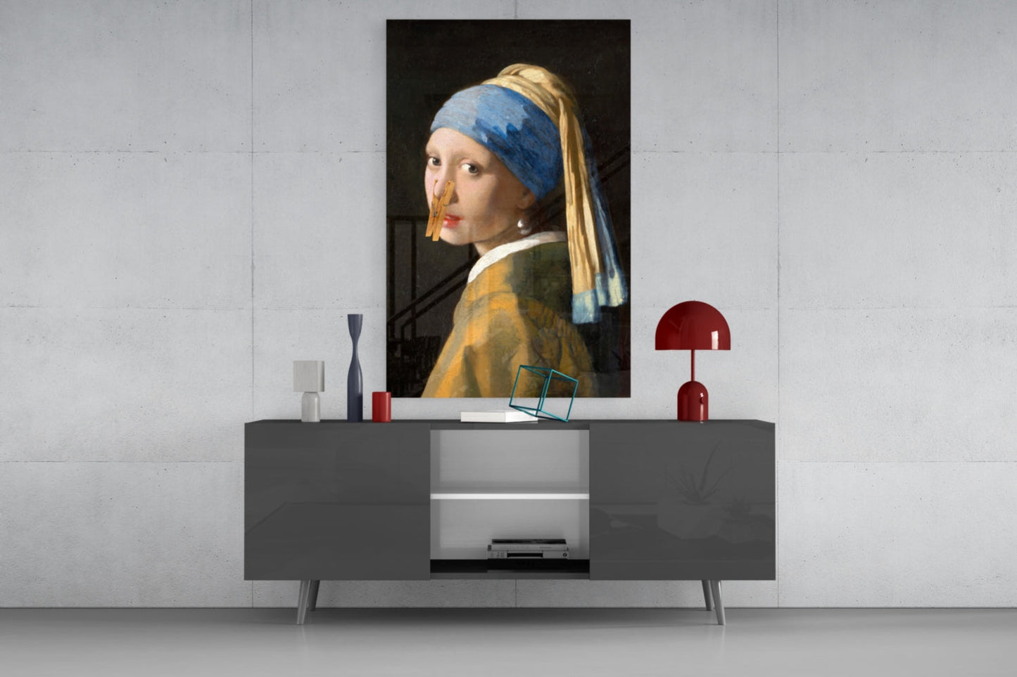 Girl with a Clothespin Glass Wall Art