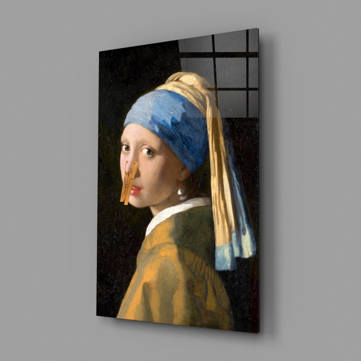Girl with a Clothespin Glass Wall Art