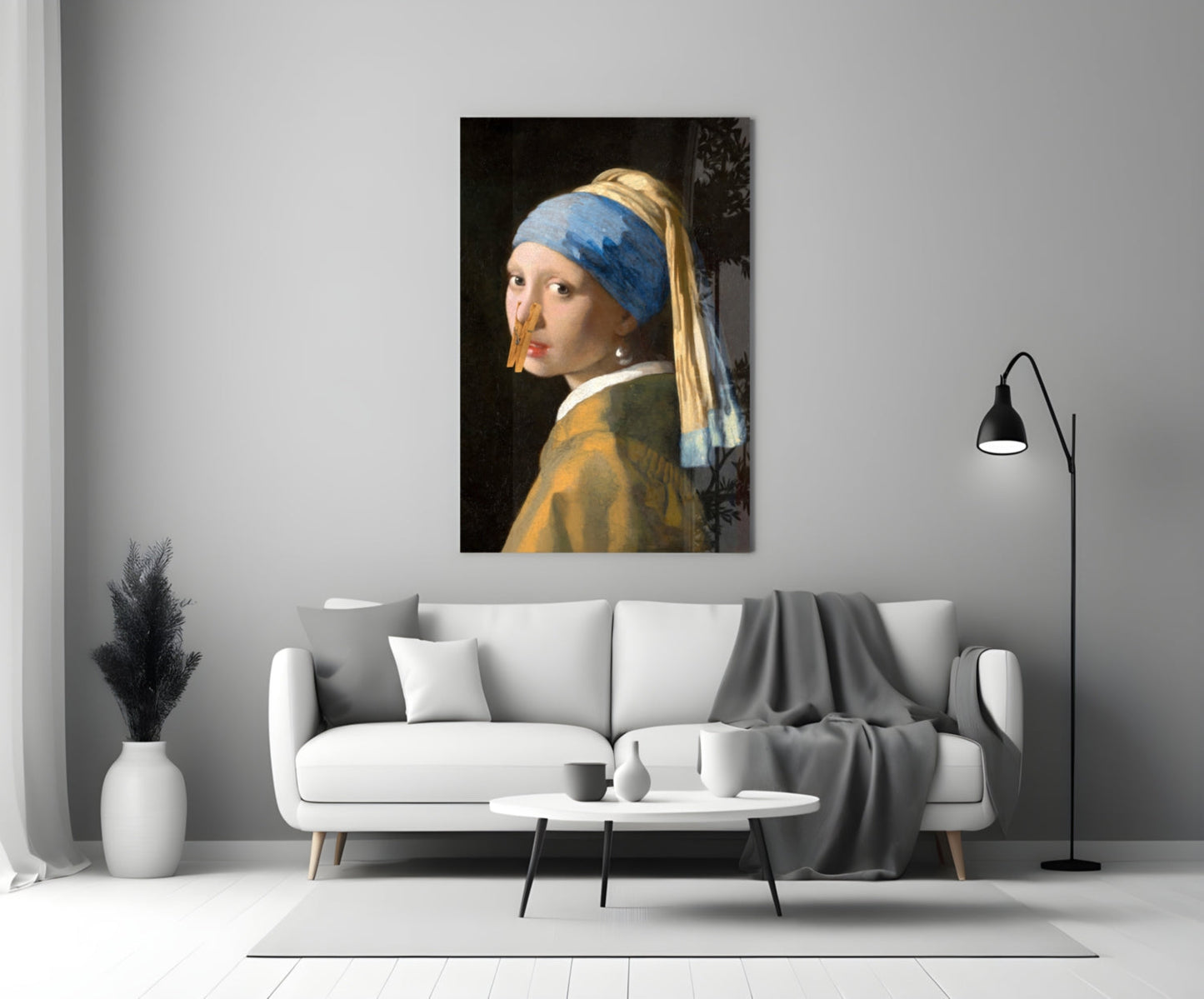 Girl with a Clothespin Glass Wall Art