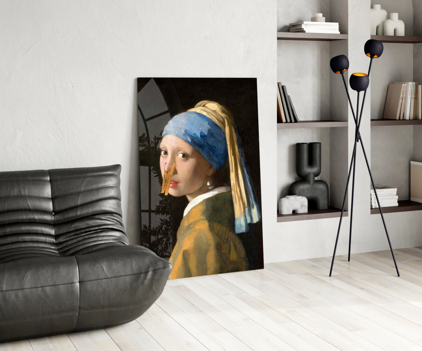 Girl with a Clothespin Glass Wall Art