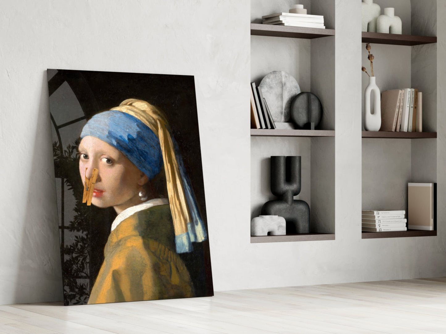Girl with a Clothespin Glass Wall Art
