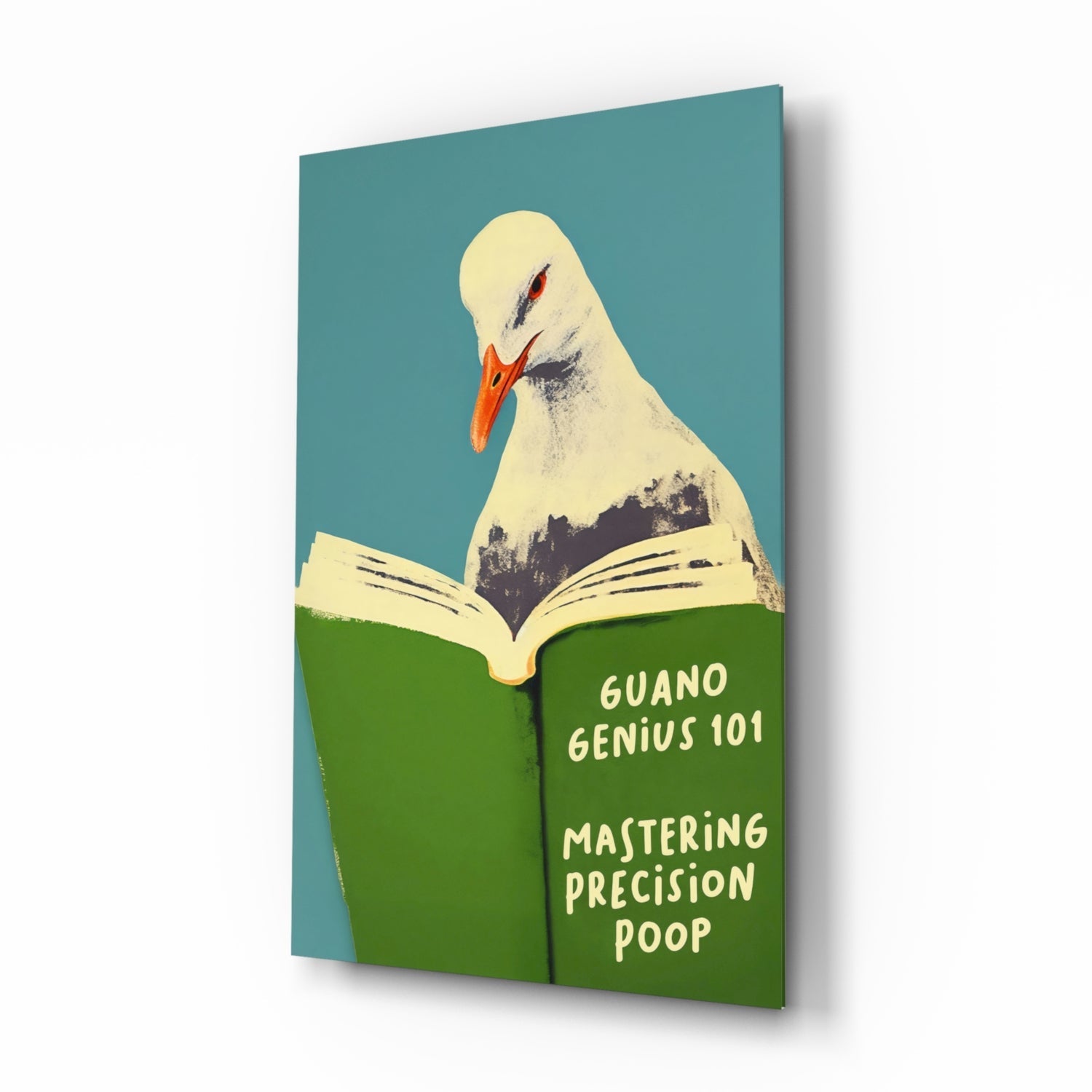 Seagull science coastal humor glass wall art