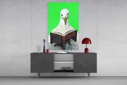 Educated Seagull Glass Wall Art
