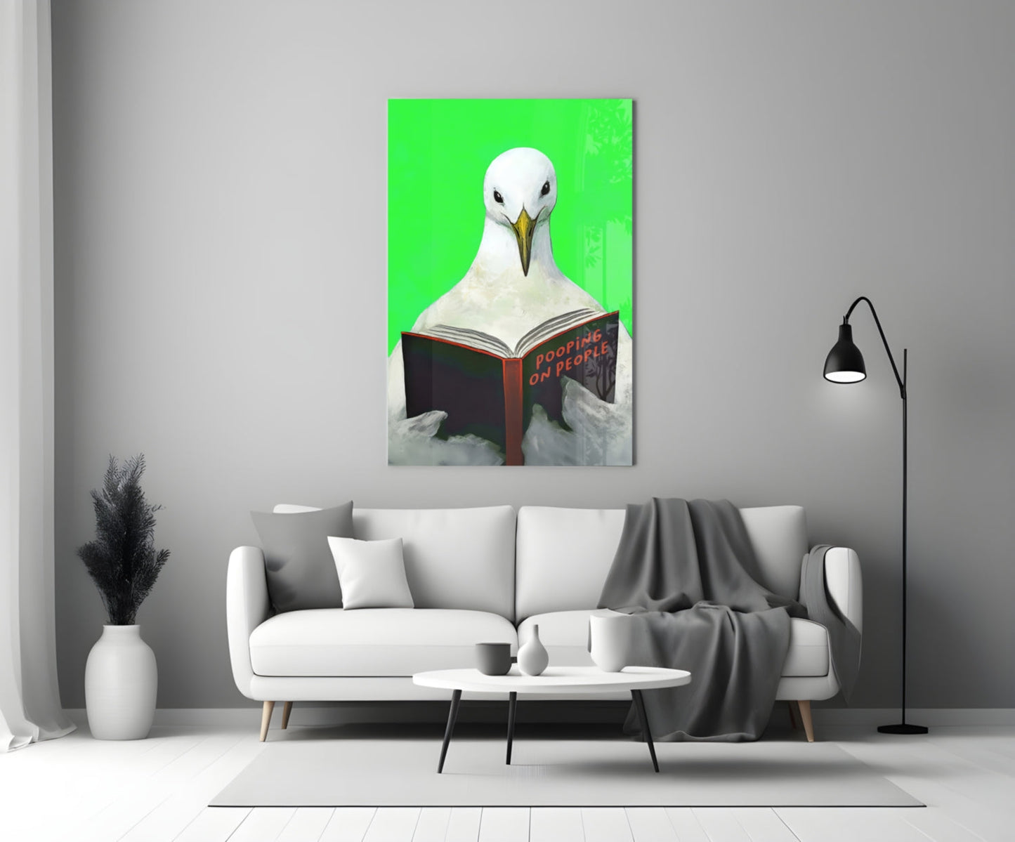 Educated Seagull Glass Wall Art