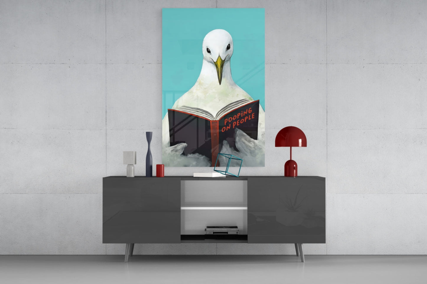 Wise Seagull Glass Wall Art