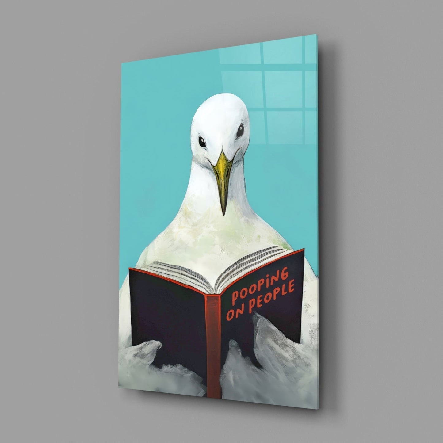 Wise Seagull Glass Wall Art
