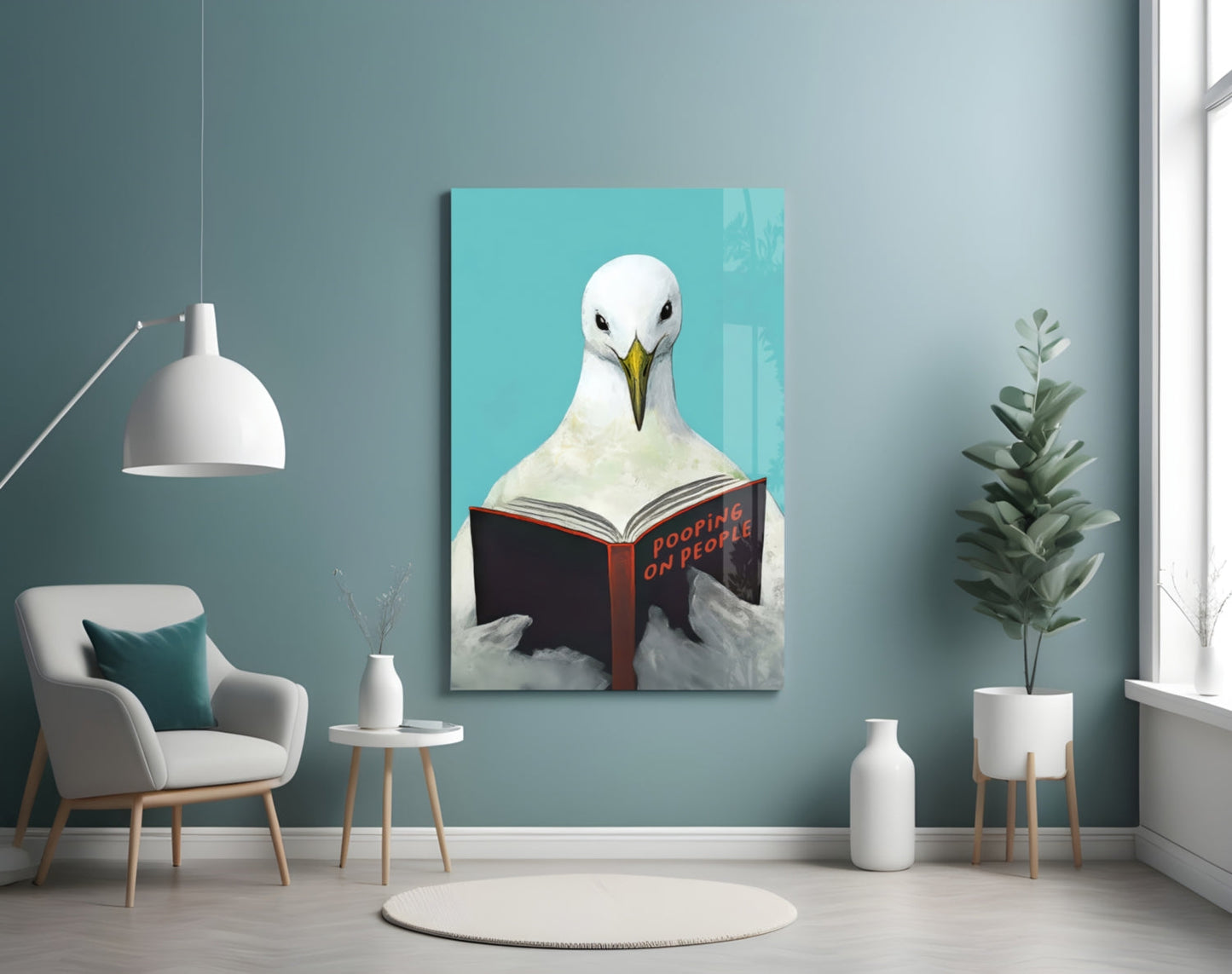 Wise Seagull Glass Wall Art