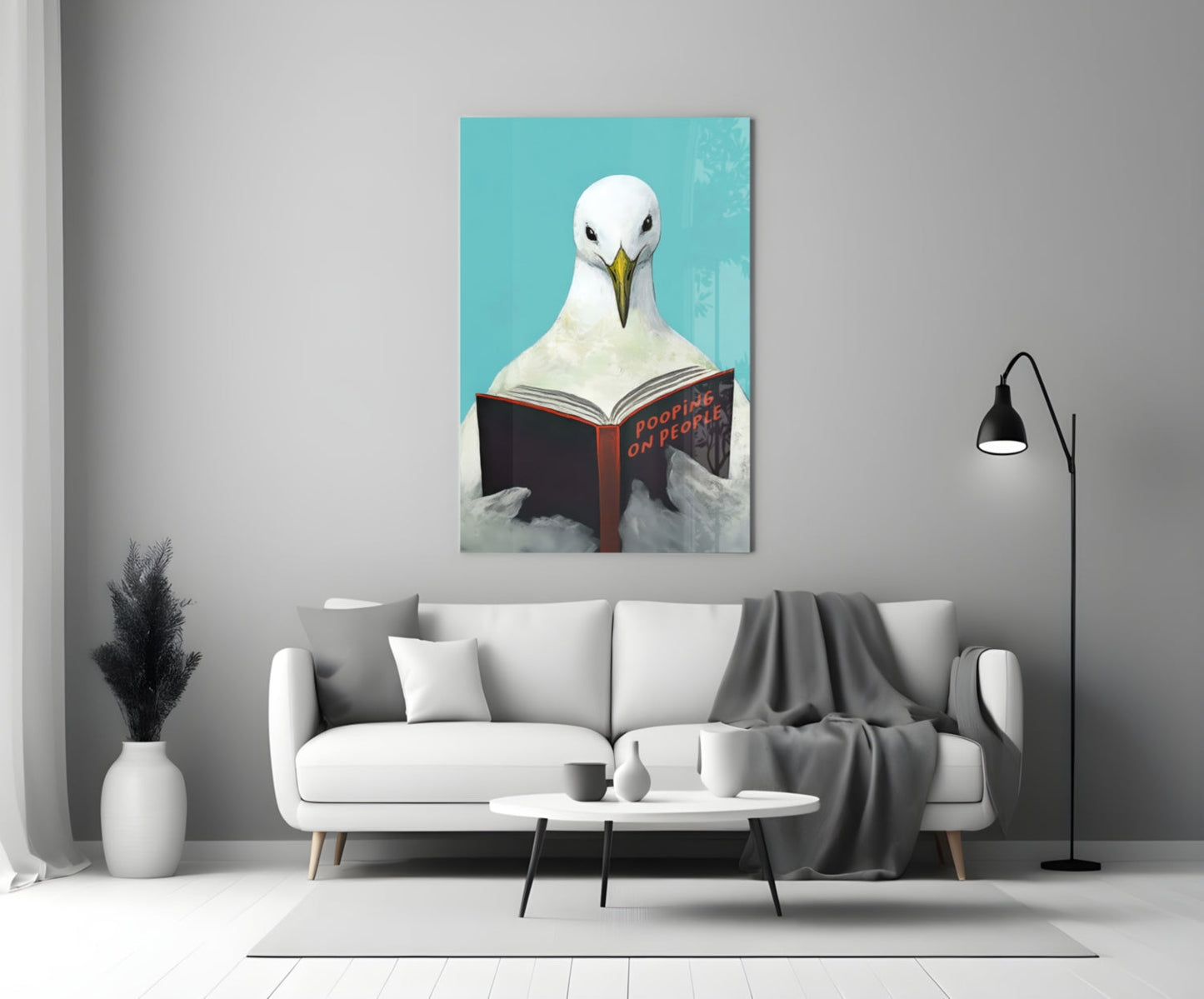 Wise Seagull Glass Wall Art
