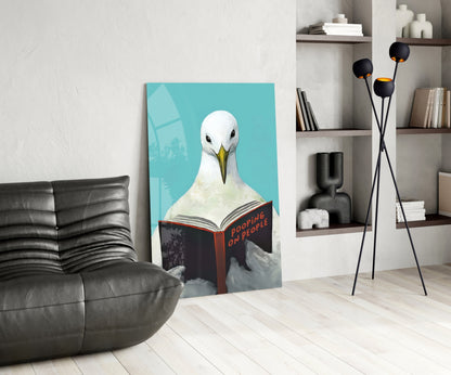Wise Seagull Glass Wall Art