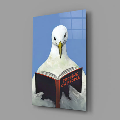 Wise Seagull Deep Blue Glass Wall Art