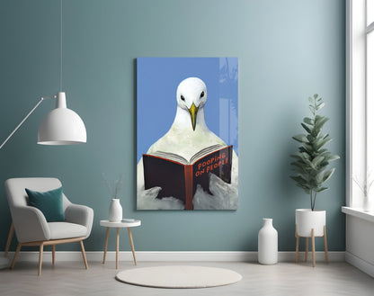 Wise Seagull Deep Blue Glass Wall Art