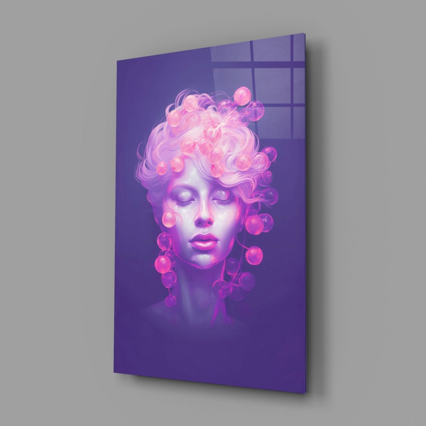 Pink Bubbles Glass Wall Art