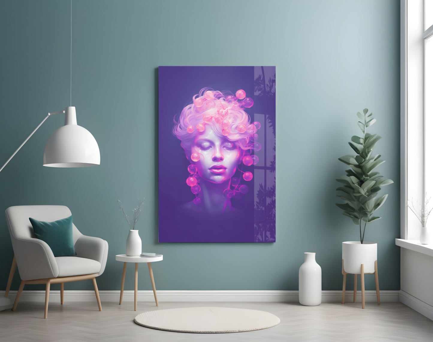 Pink Bubbles Glass Wall Art