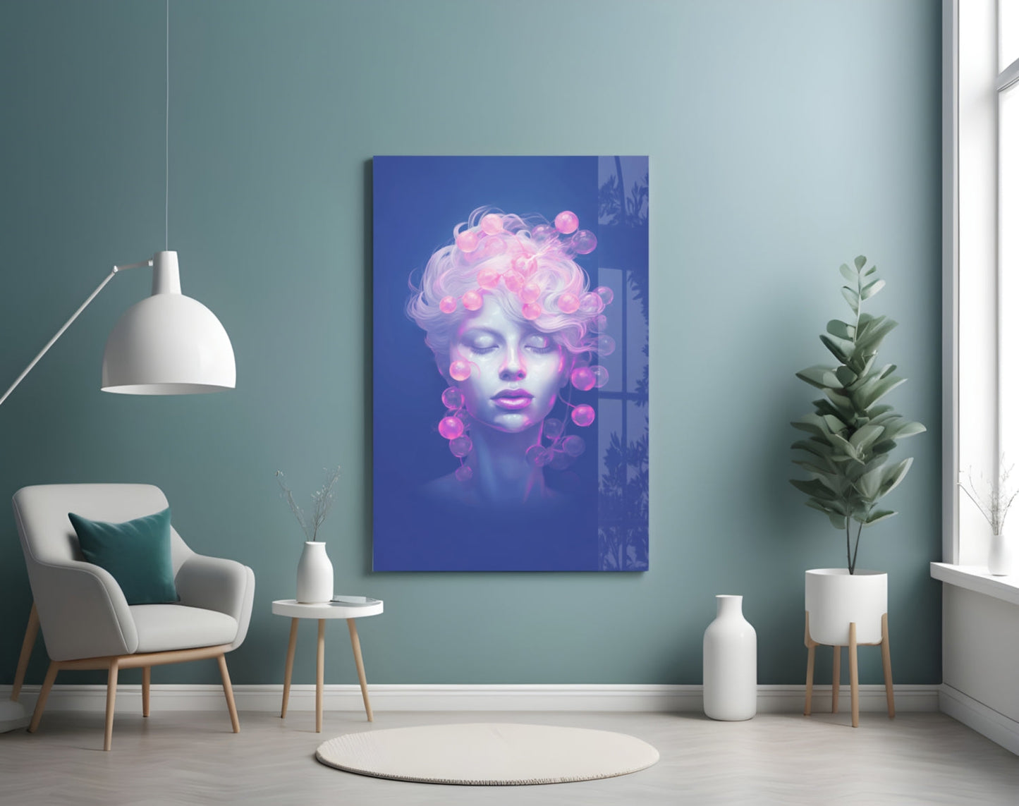 Pink Bubbles Glass Wall Art