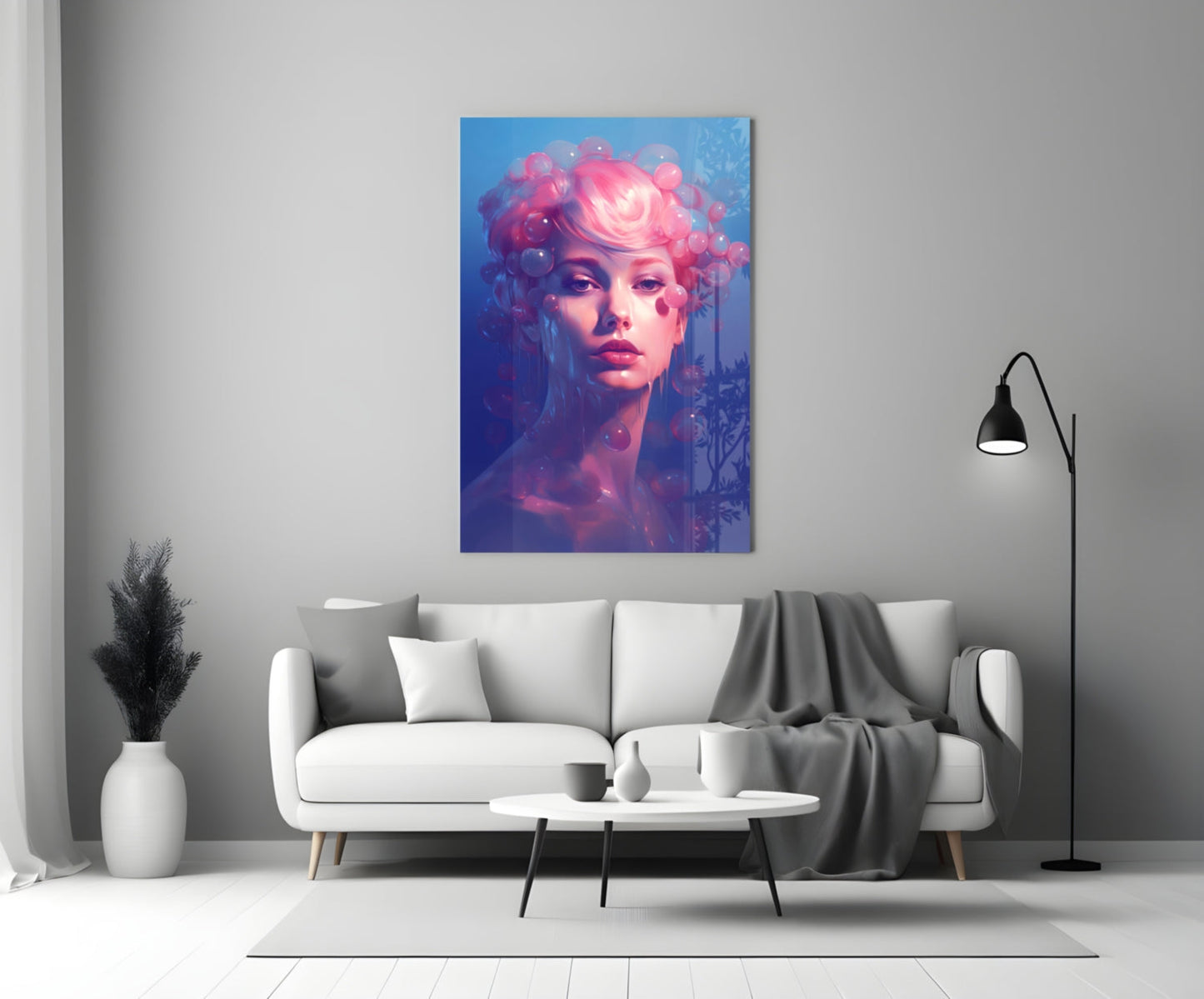 Pink Bubbles Glass Wall Art
