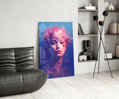 Pink Bubbles Glass Wall Art