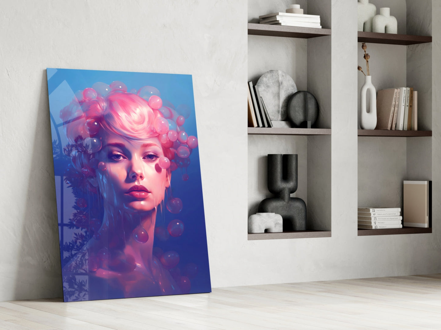 Pink Bubbles Glass Wall Art