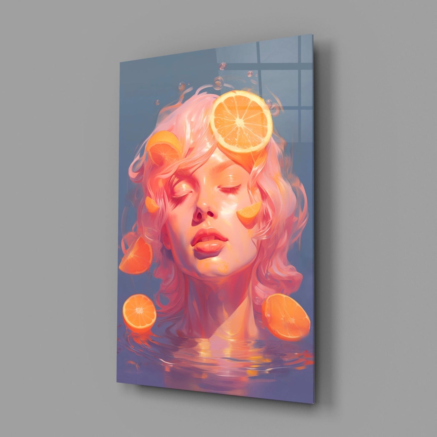 Orange Bubbles Glass Wall Art