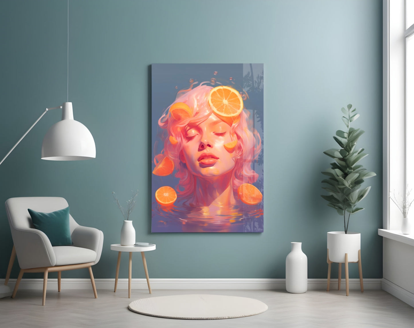 Orange Bubbles Glass Wall Art