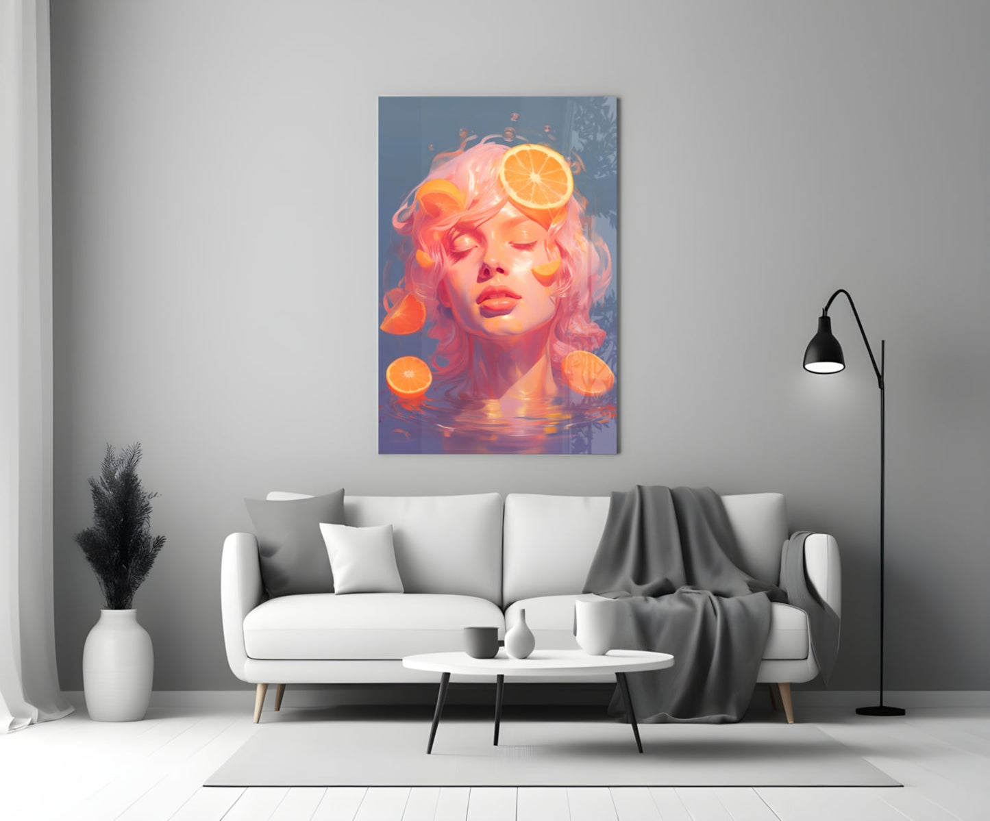 Orange Bubbles Glass Wall Art